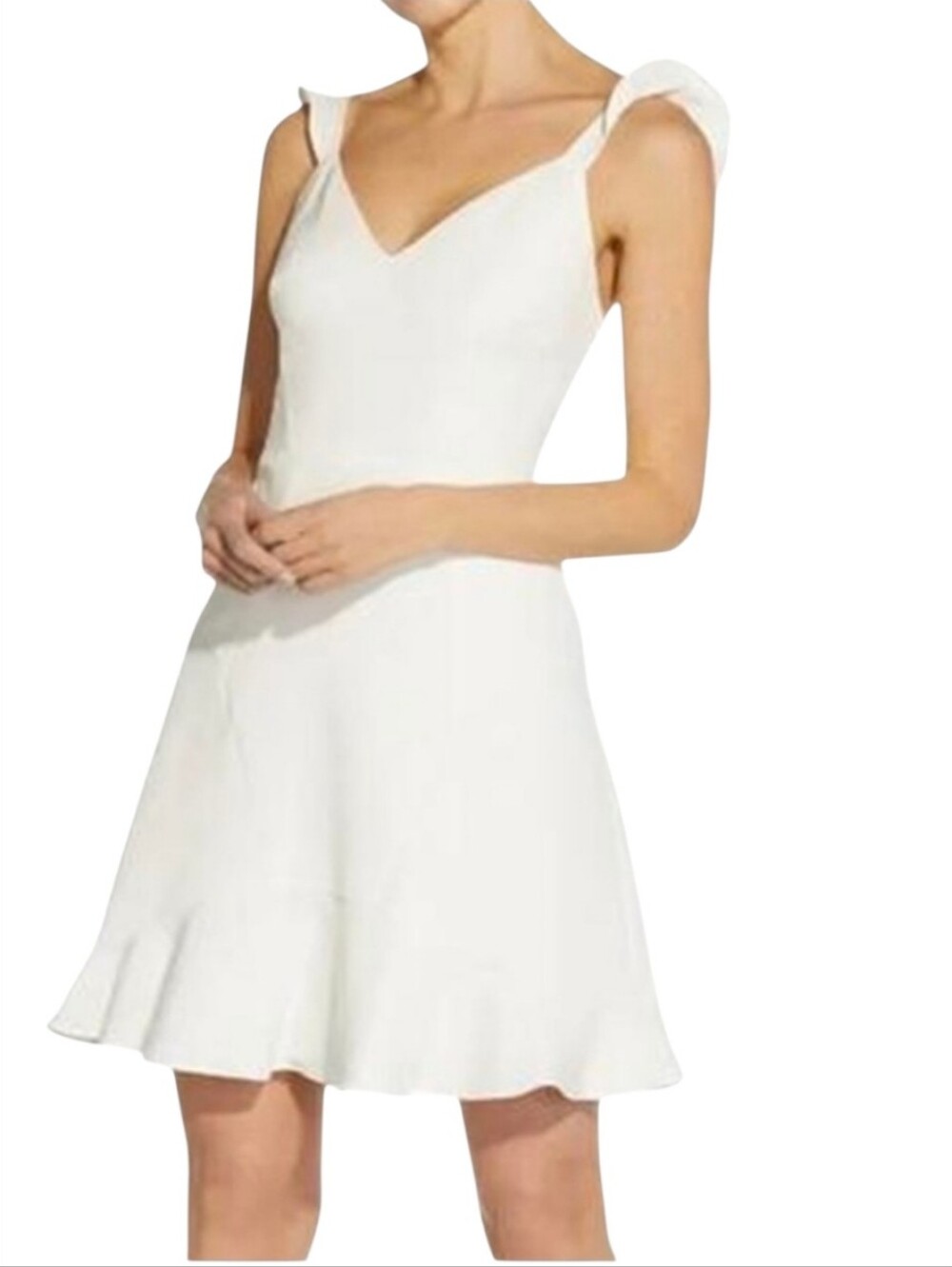 Aidan Mattox Ivory Flounce Ruffle Strap Cocktail Mini Dress Sz 10